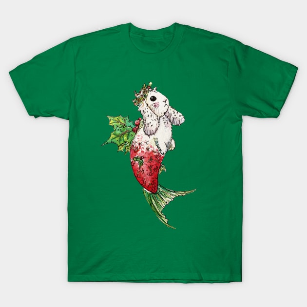 Holly Fairy Mermaid Bunny T-Shirt by aquabun